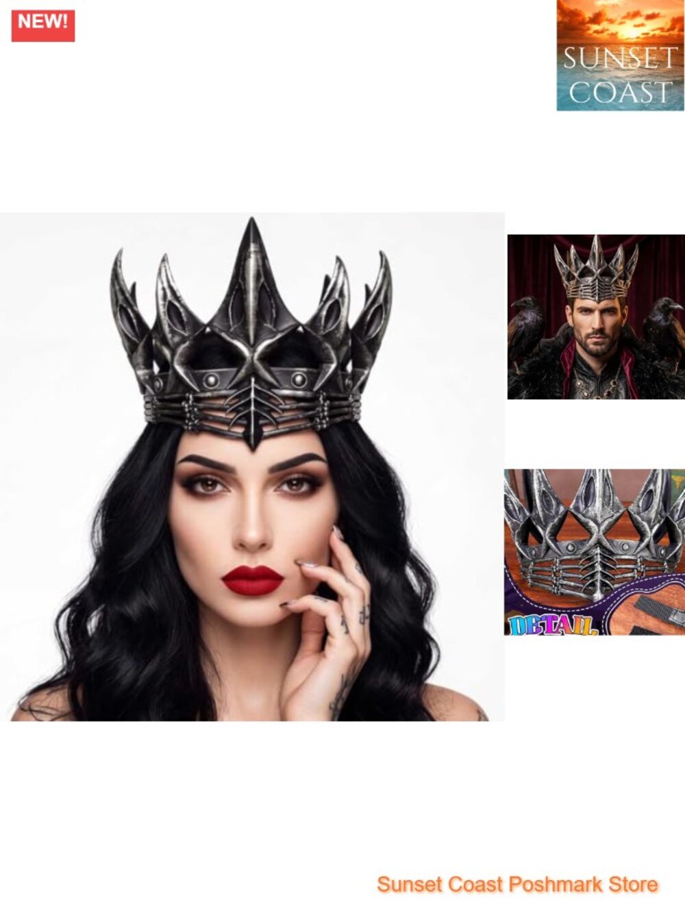 Gothic Crown Headpiece Vampire Halloween Hair Accessory Cosplay